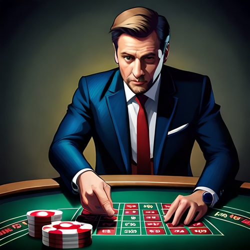 Un jugador de craps sentado frente a la mesa de juegos